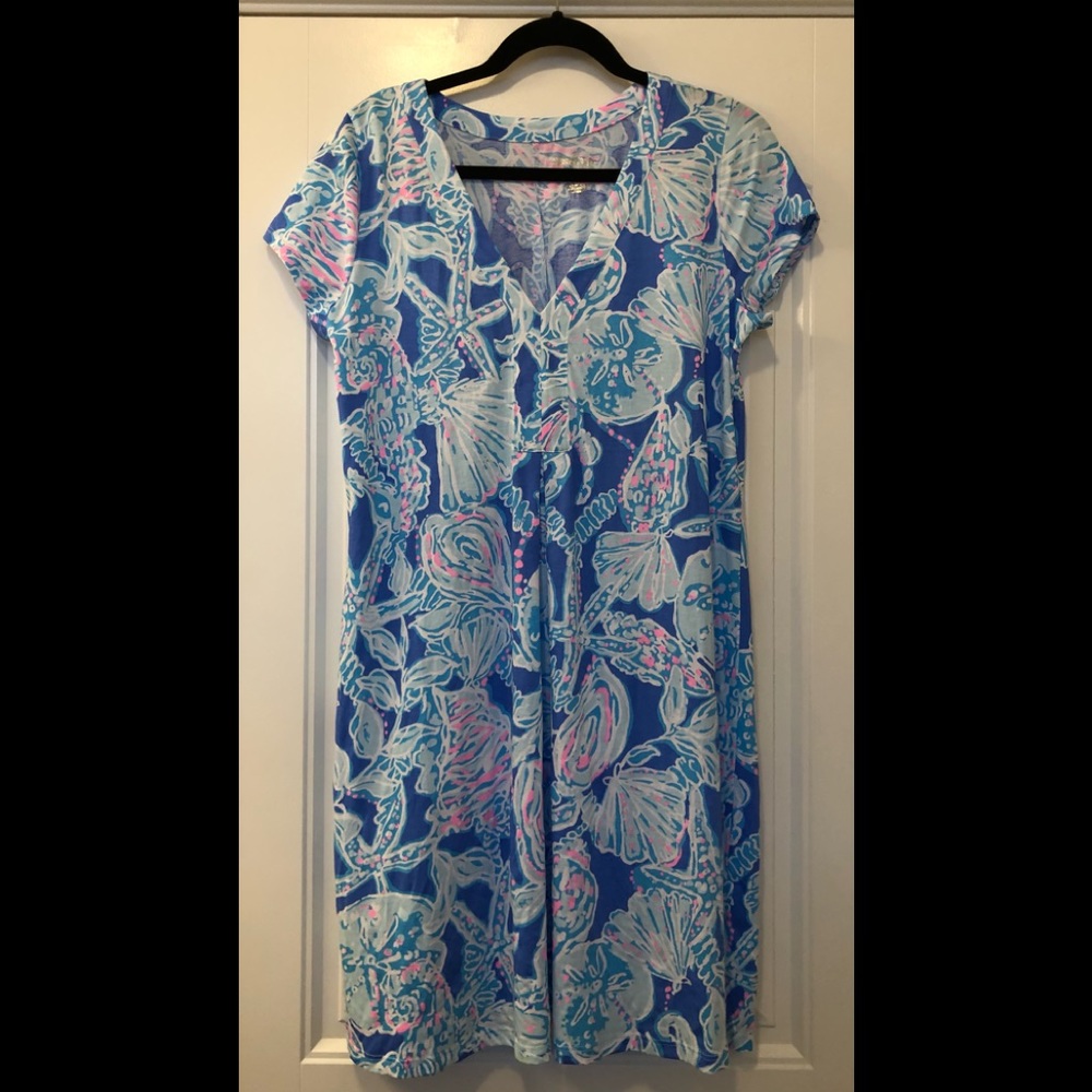 EUC Lilly Pulitzer Amina dress, “Blue Haven Pop Up Into the Deep,” Medium